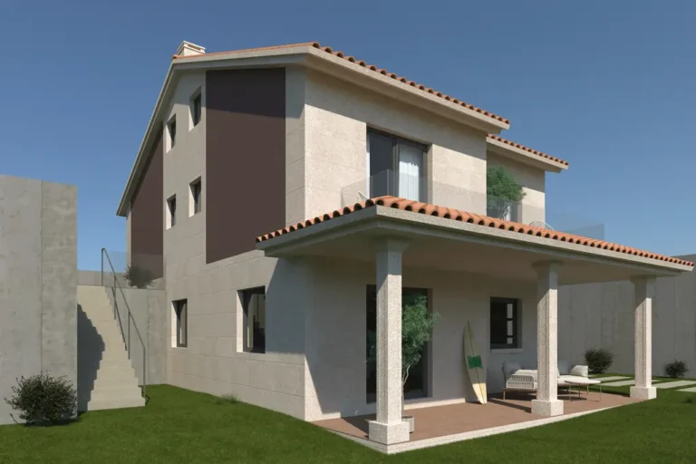 Fachada Delantera escaleras Chalet A Mirador de Dorron